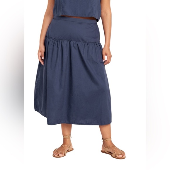 Old Navy Dusty Blue Drop Waist Midi Skirt Women’s Size 3X Boho feminine - Picture 8 of 12